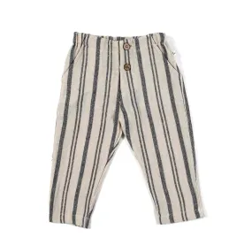 One More In The Family Blue And Beige Striped Joshua Pants For Baby Boys