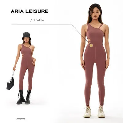 One-piece yoga suit with shoulder strap and chest pad sexy and tight back 3 colors