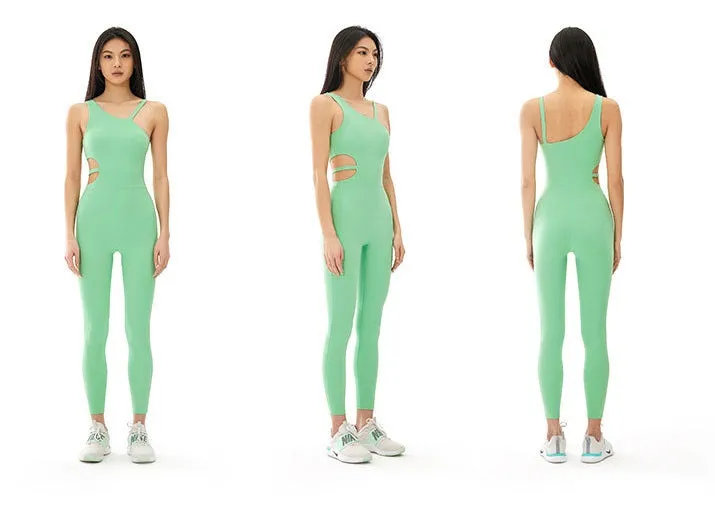 One-piece yoga suit with shoulder strap and chest pad sexy and tight back 3 colors