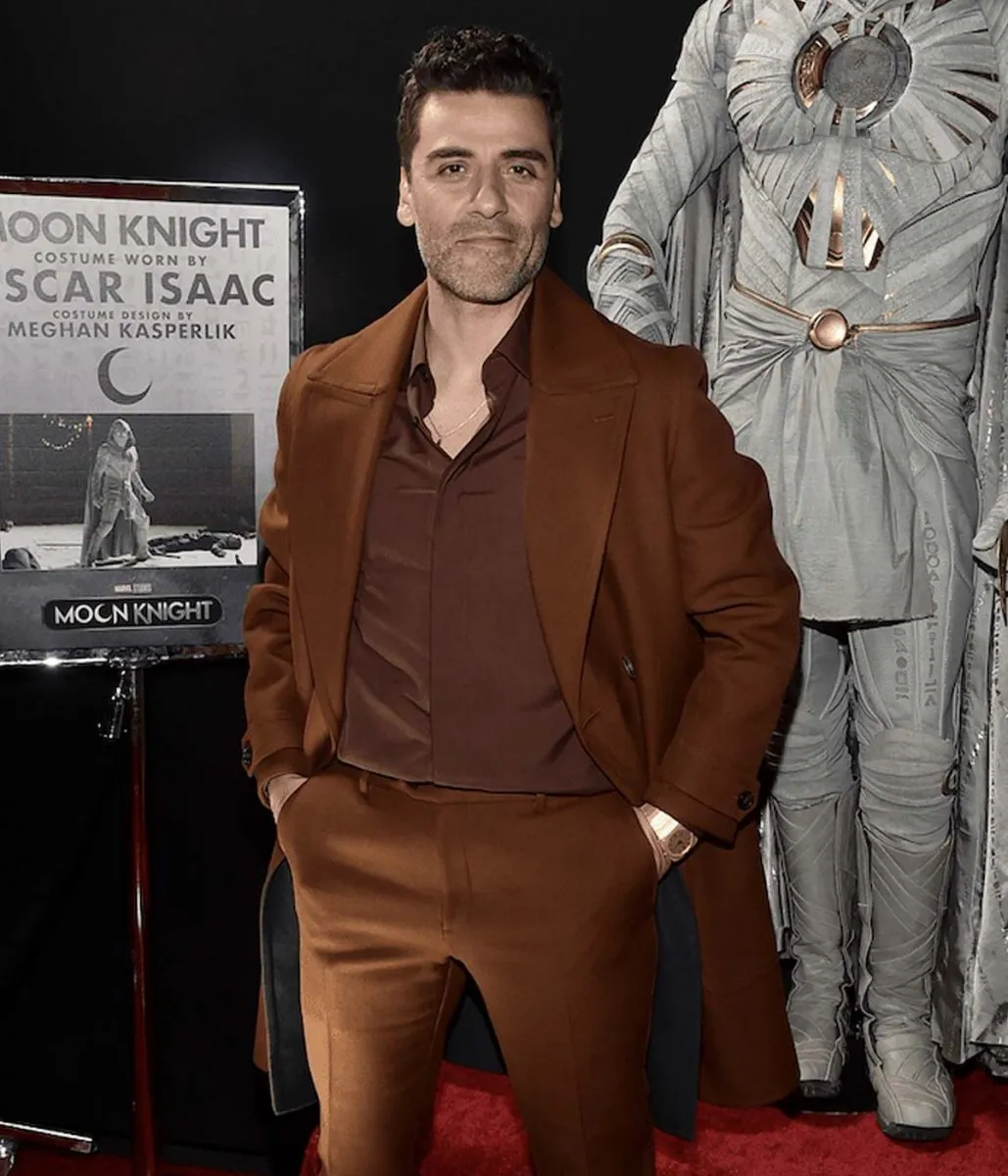 Oscar Isaac Moon Knight Premiere Brown Coat