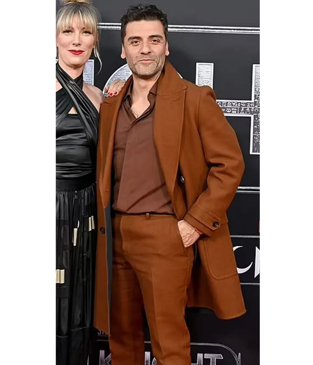 Oscar Isaac Moon Knight Premiere Brown Coat