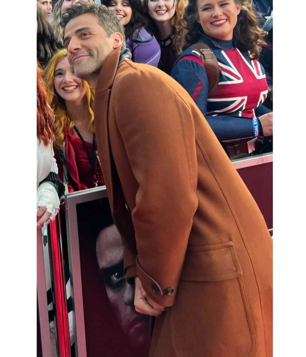 Oscar Isaac Moon Knight Premiere Brown Coat