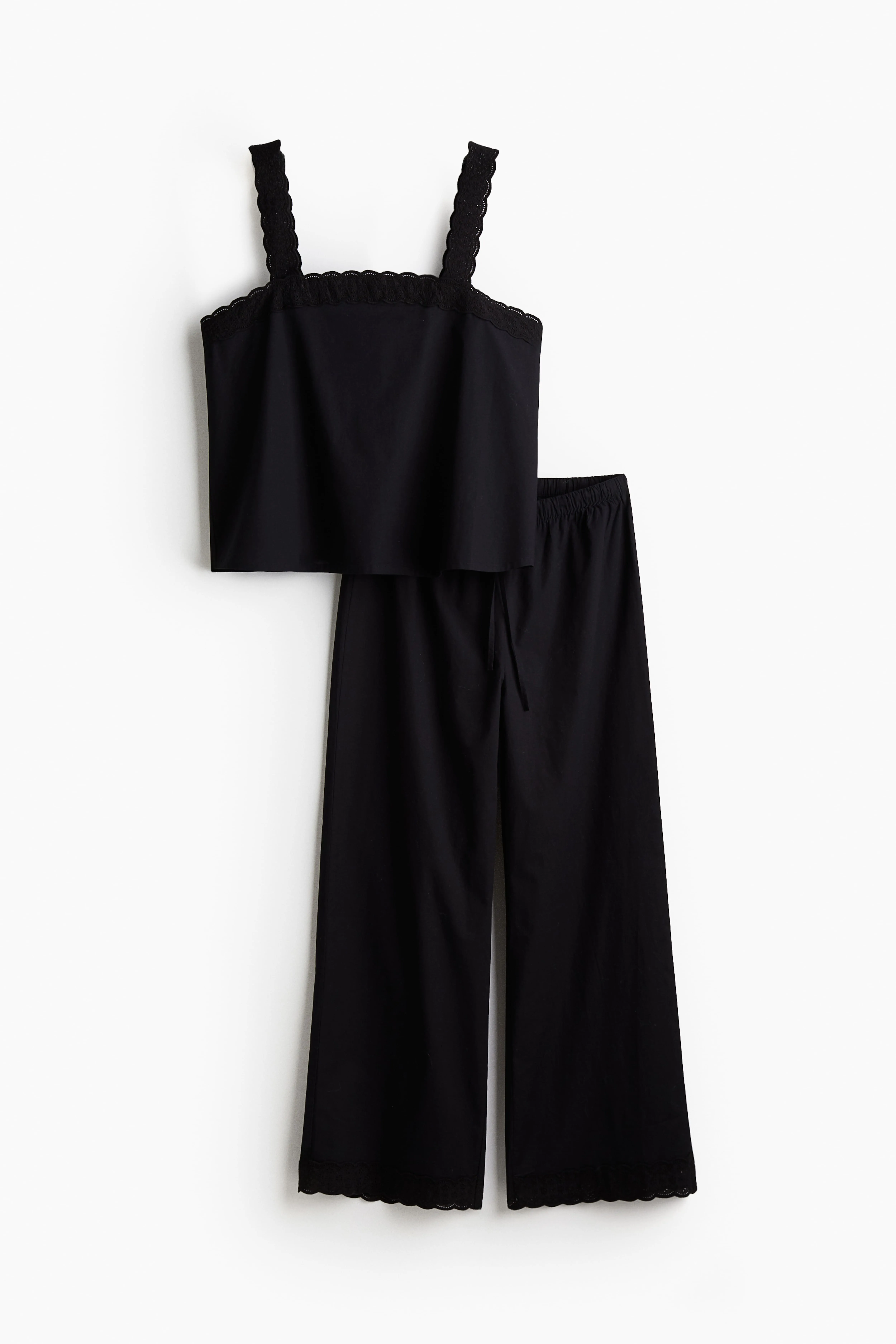 Poplin pyjamas - Square neckline - Sleeveless - Black - Ladies | H&M GB