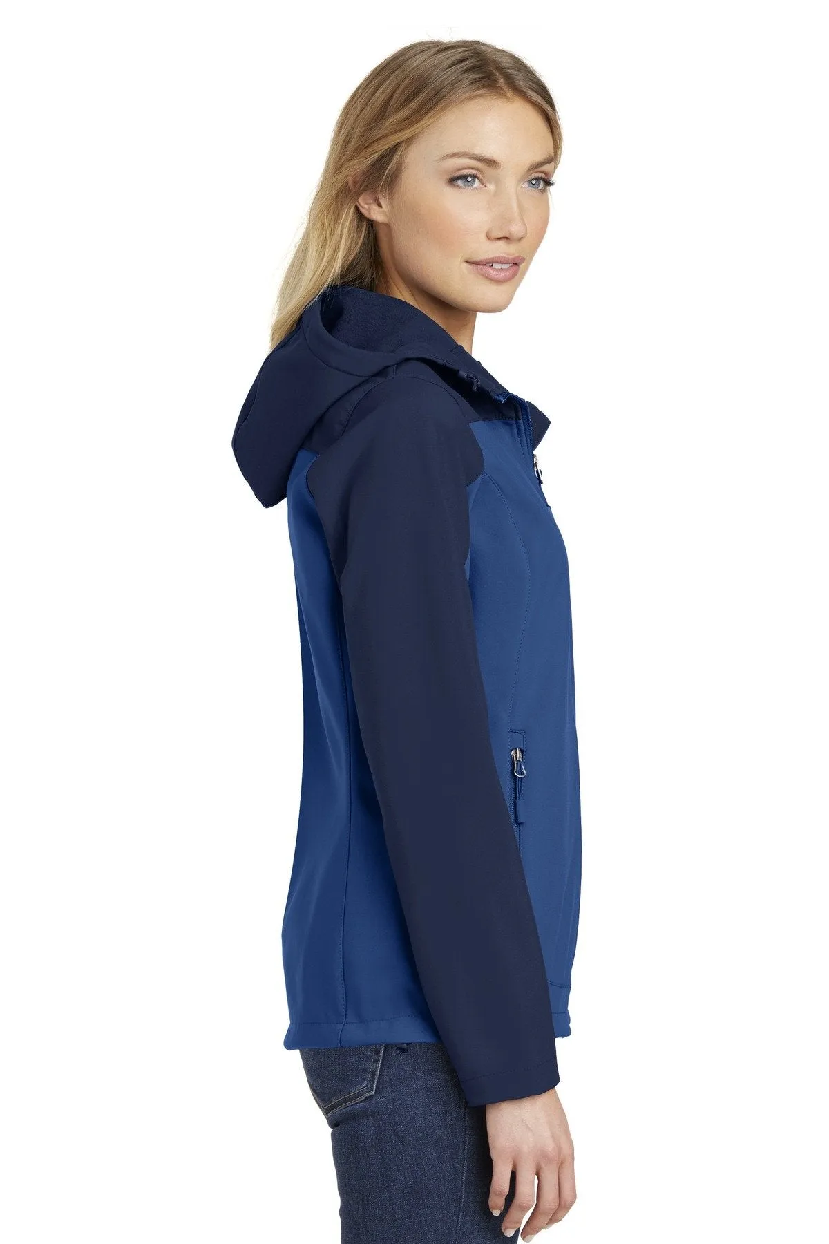 Port Authority Ladies Hooded Core Soft Shell Jacket L335 Night Sky Blue/ Dress Blue Navy