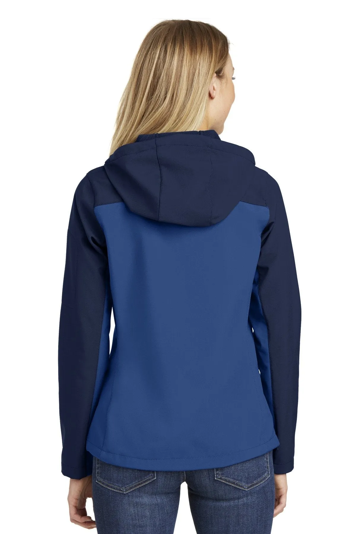 Port Authority Ladies Hooded Core Soft Shell Jacket L335 Night Sky Blue/ Dress Blue Navy