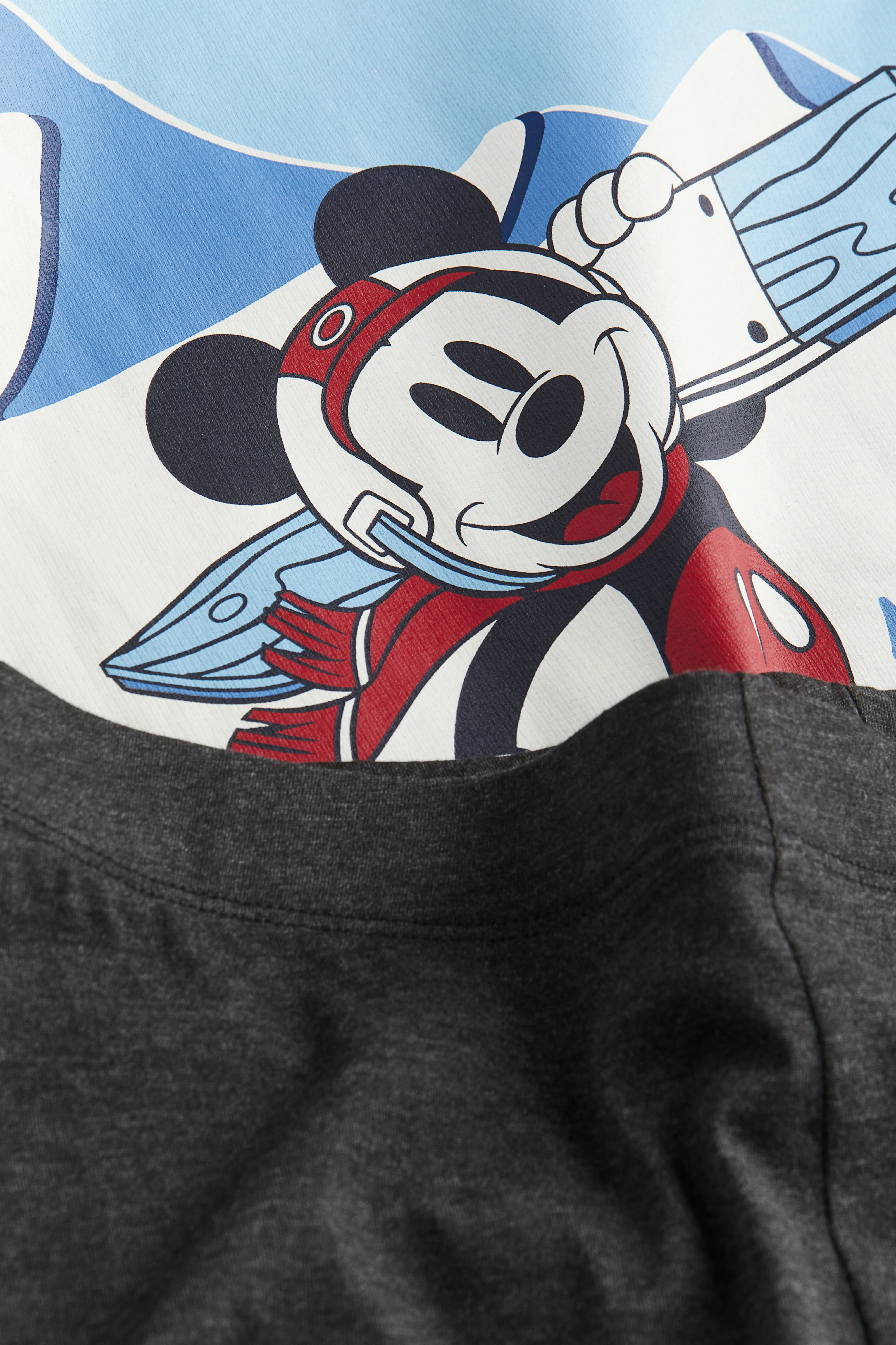 Printed pyjamas - Round neck - Long sleeve - Light grey marl/Mickey Mouse - Ladies | H&M GB