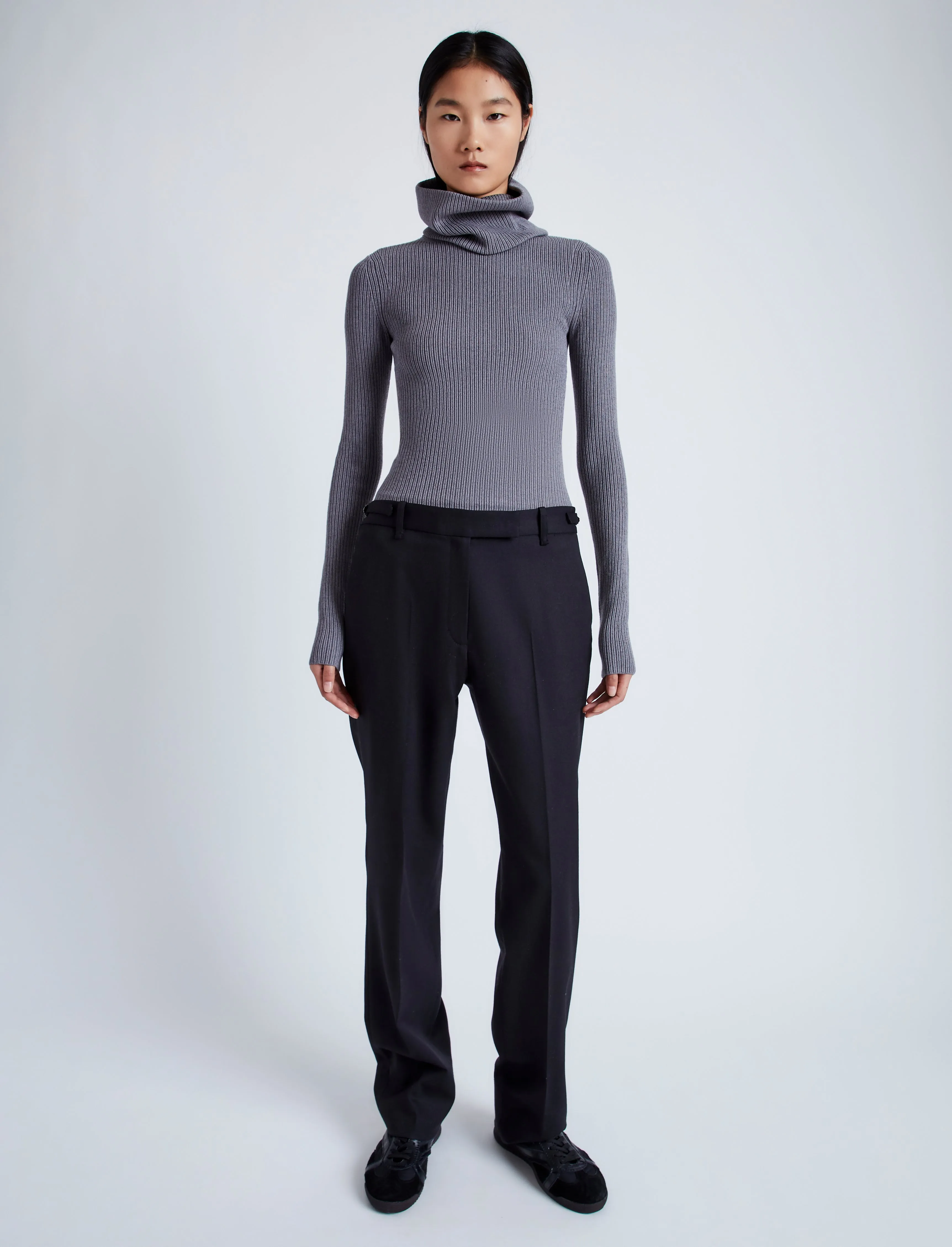 Proenza Schouler Alyssa Sweater in Midweight Viscose Rib - Grey