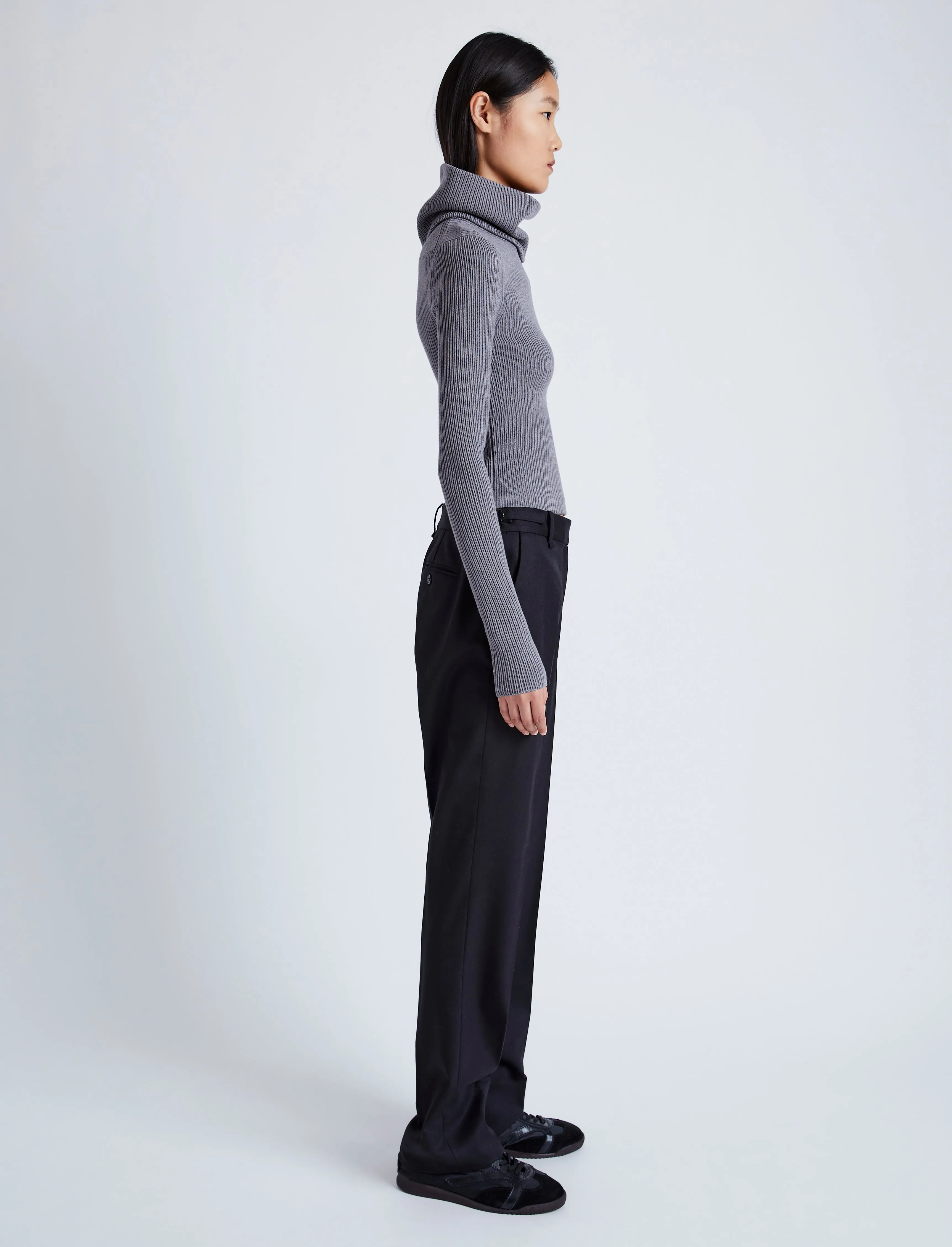 Proenza Schouler Alyssa Sweater in Midweight Viscose Rib - Grey