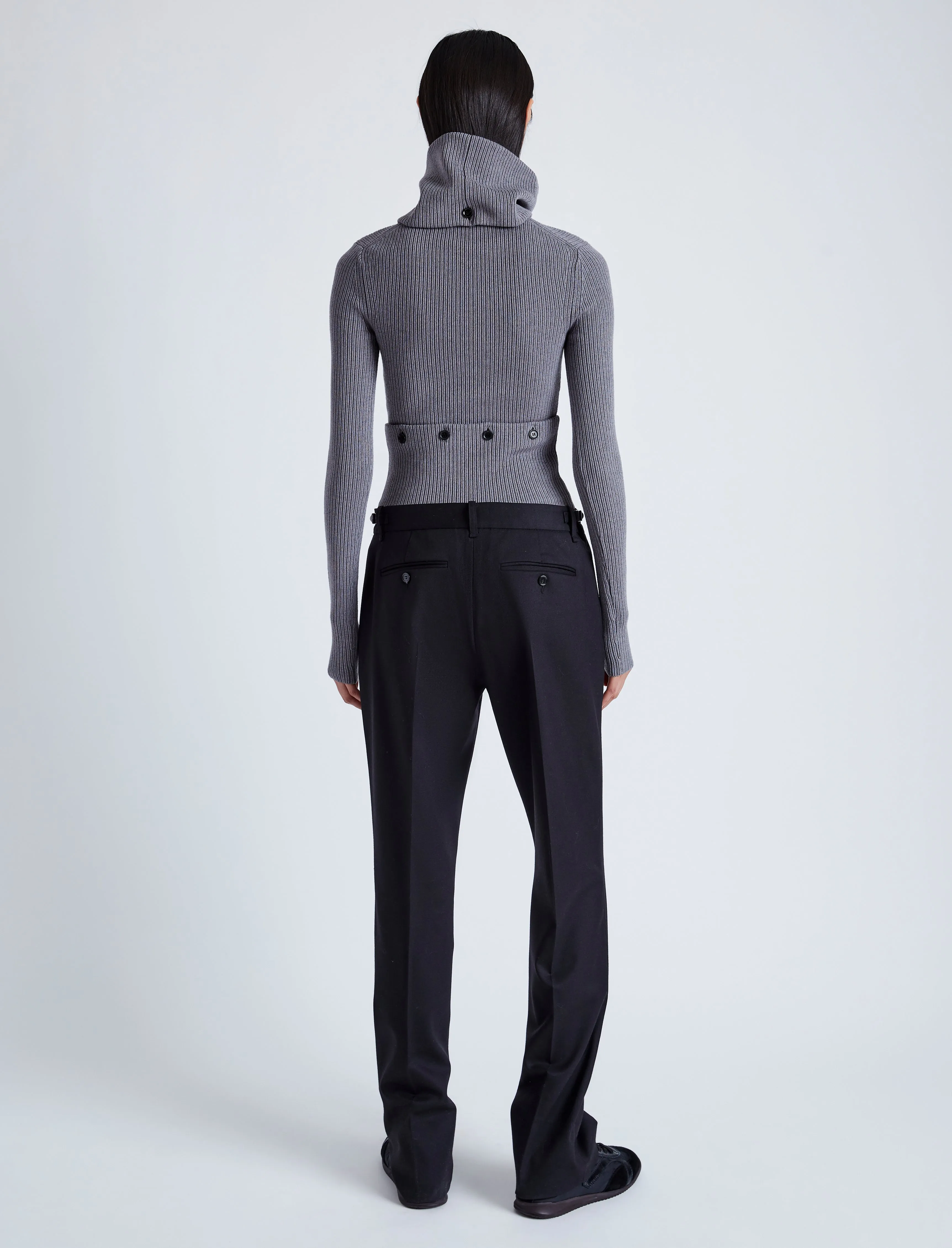 Proenza Schouler Alyssa Sweater in Midweight Viscose Rib - Grey