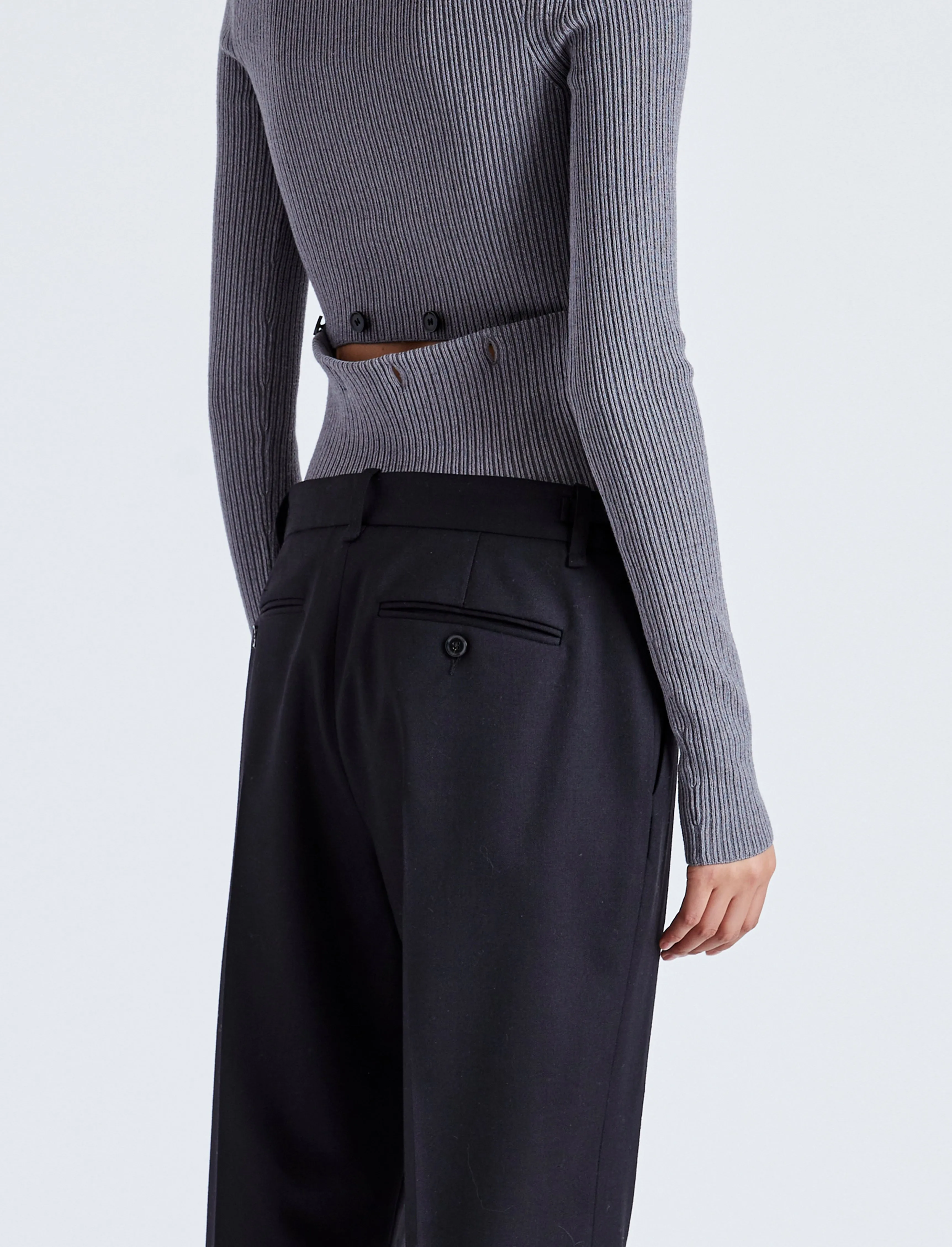 Proenza Schouler Alyssa Sweater in Midweight Viscose Rib - Grey