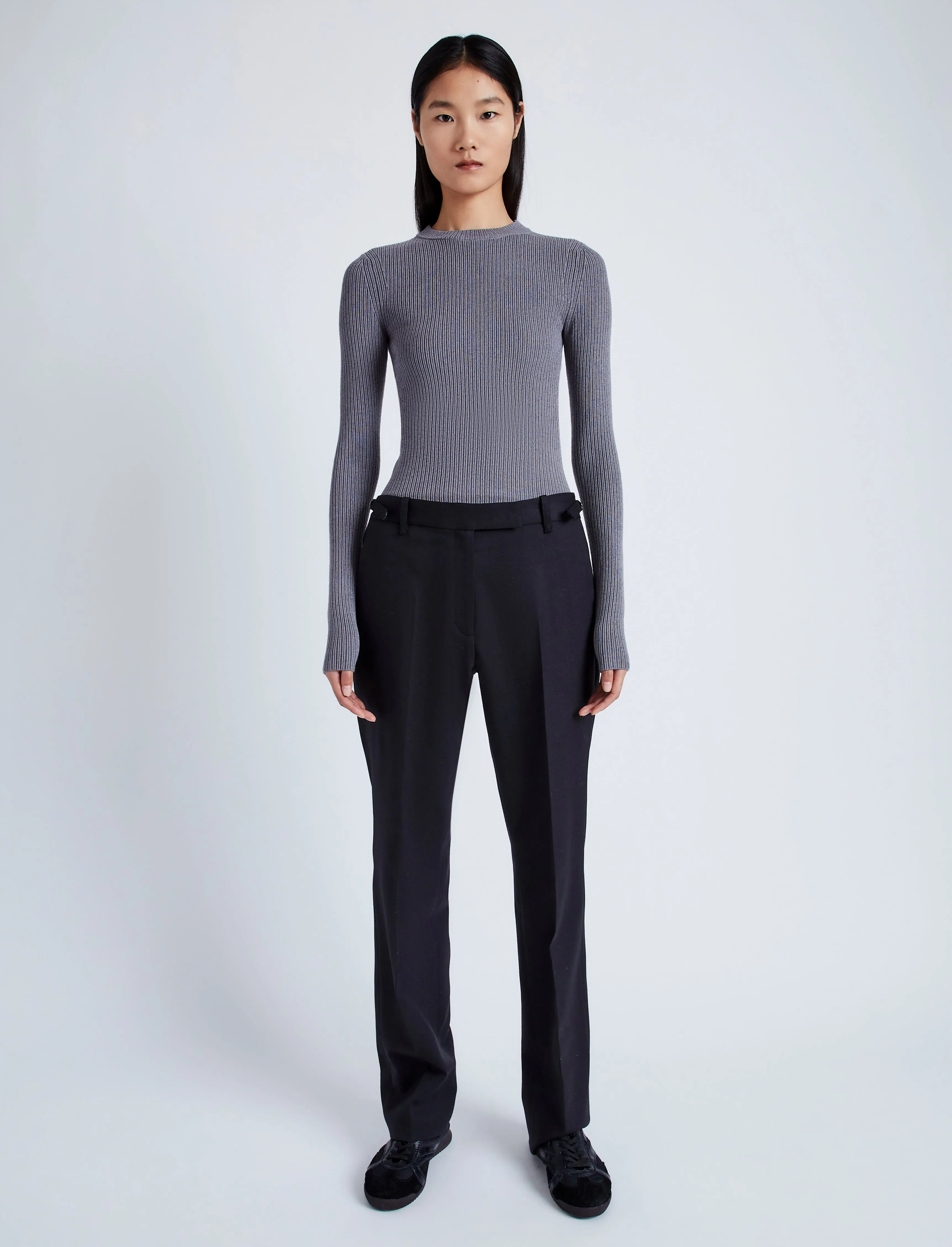 Proenza Schouler Alyssa Sweater in Midweight Viscose Rib - Grey