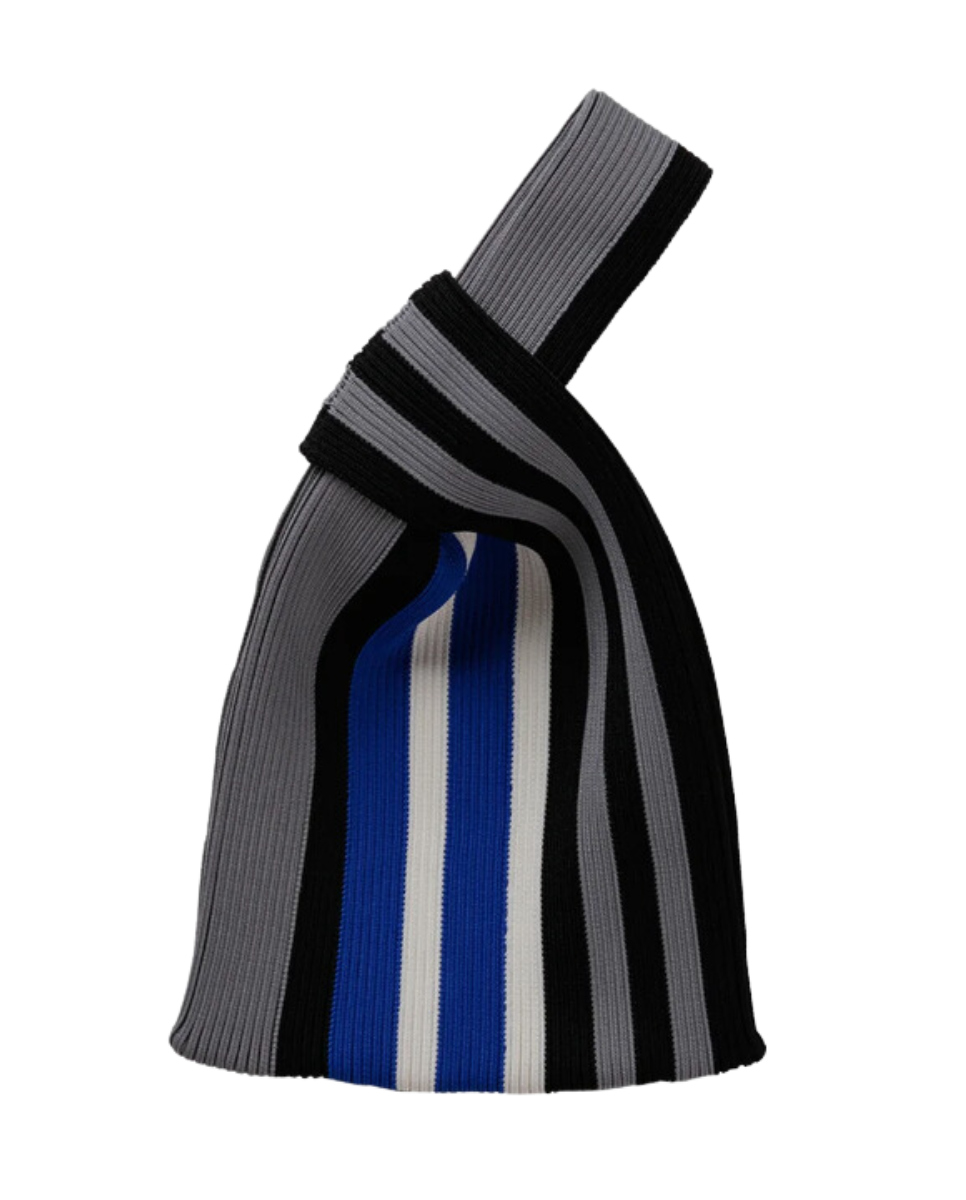 Random Stripe Knot Bag Black