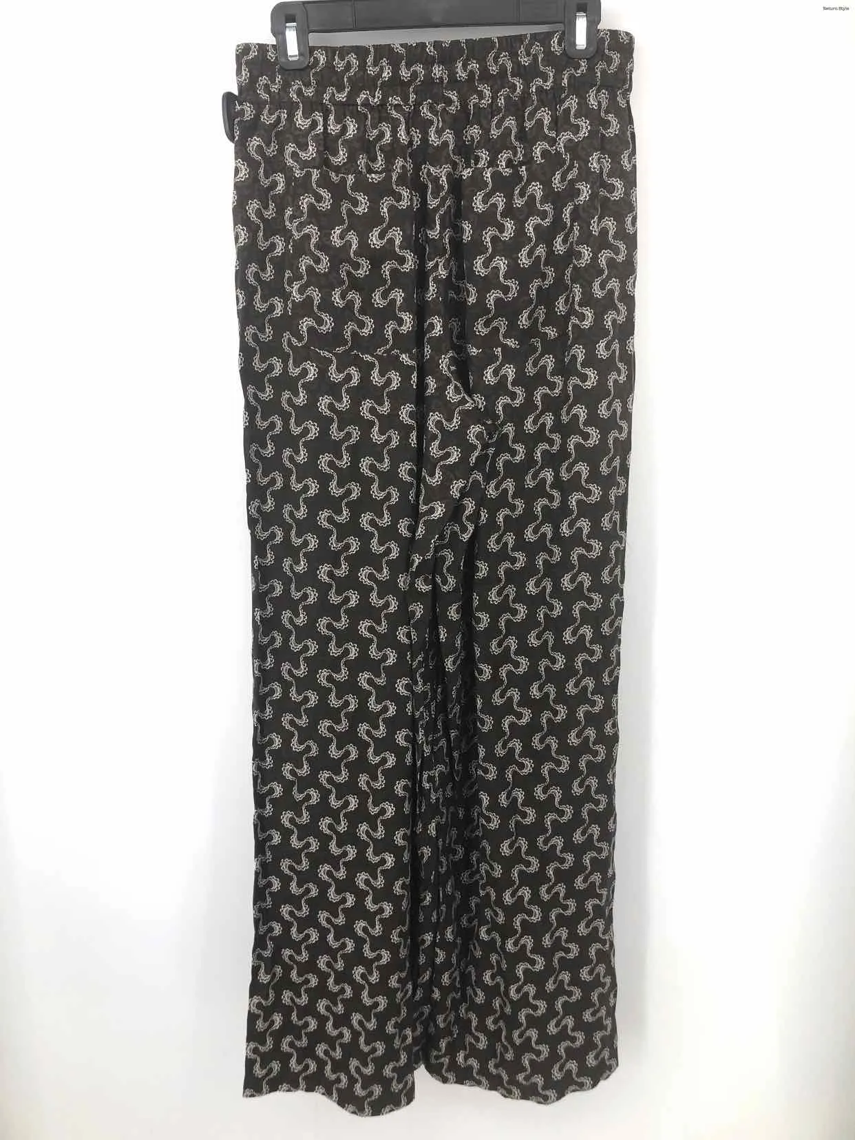 REBECCA TAYLOR BROWN WHITE PRINT WIDE LEG SIZE MEDIUM ( PANTS