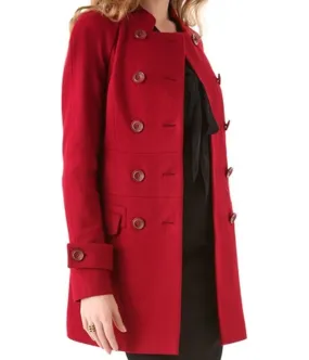 Red Taylor Swift Double Breasted Mid Length Wool Coat