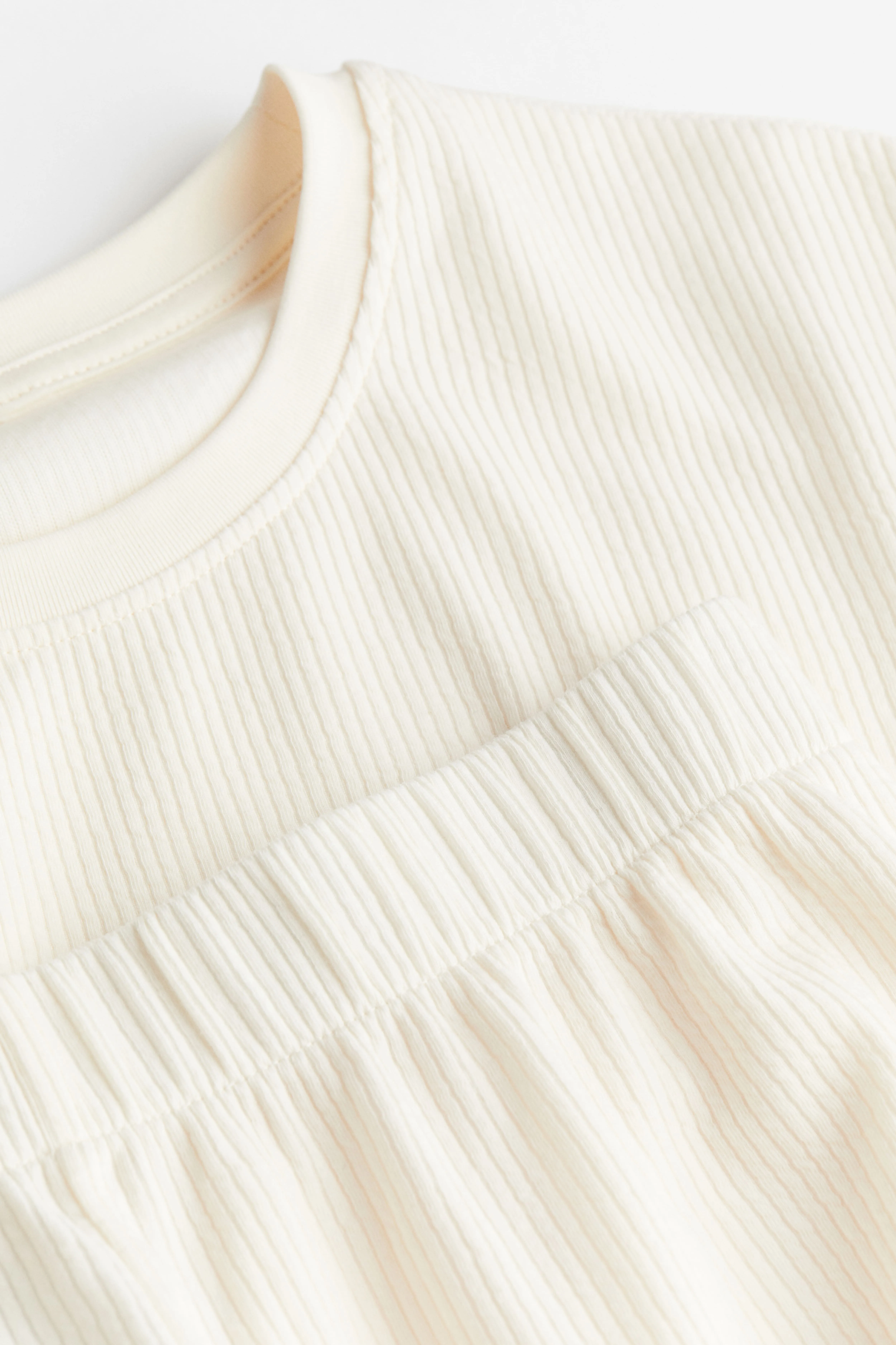 Ribbed pyjamas - Round neck - Short sleeve - Cream - Ladies | H&M GB