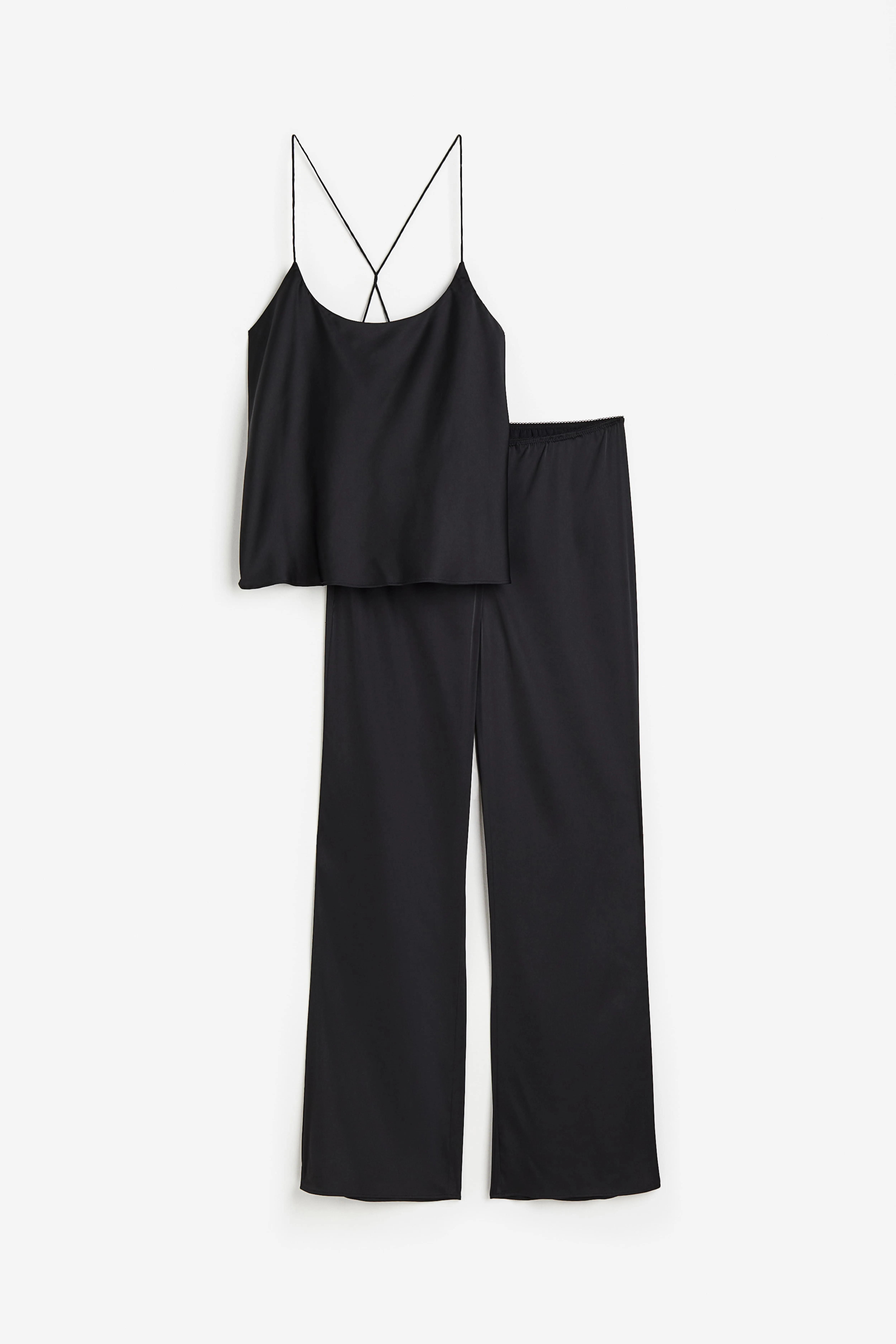 Satin pyjamas - Sleeveless - Long - Black - Ladies | H&M GB