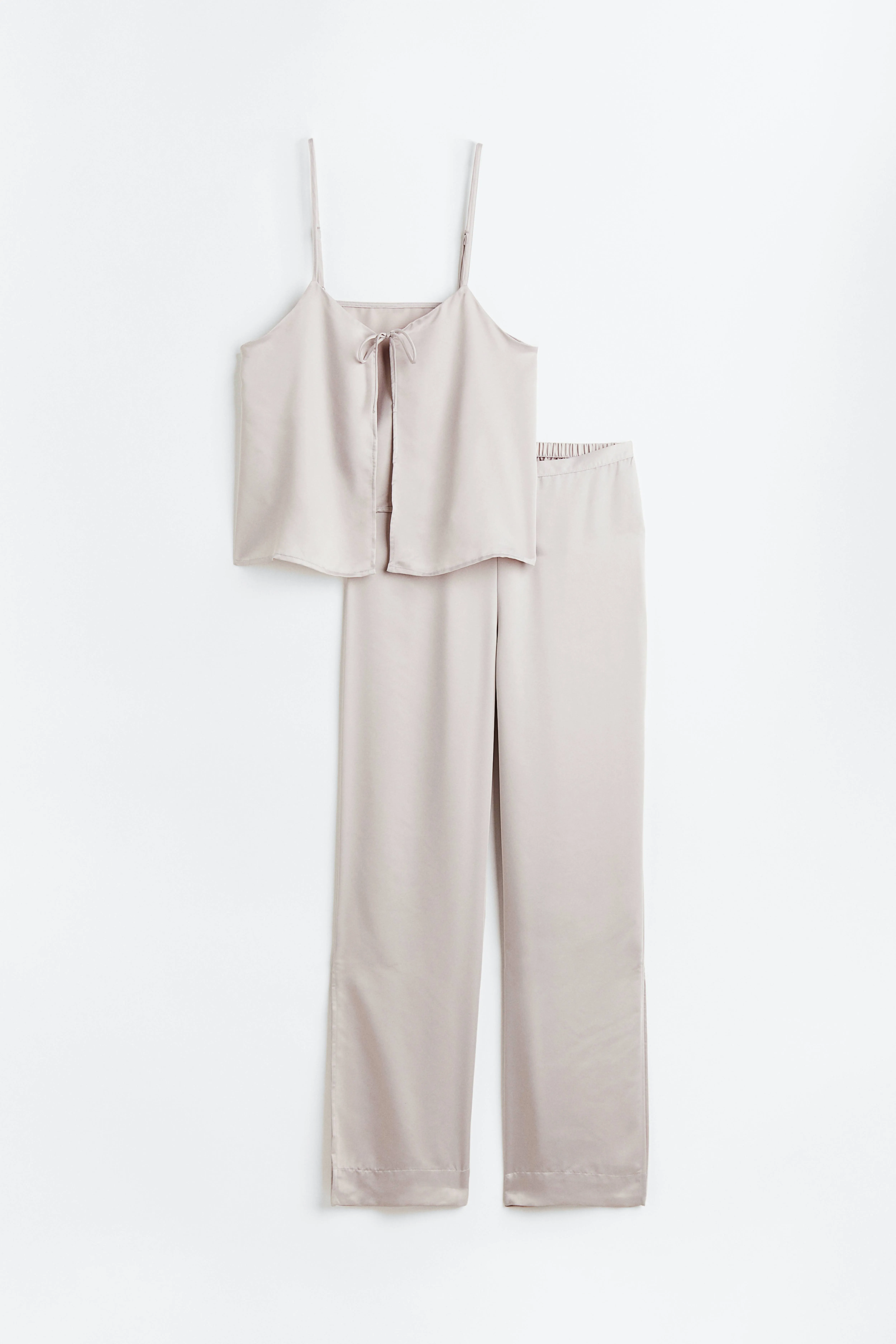 Satin pyjamas - V-neck - Sleeveless - Light grey - Ladies | H&M GB