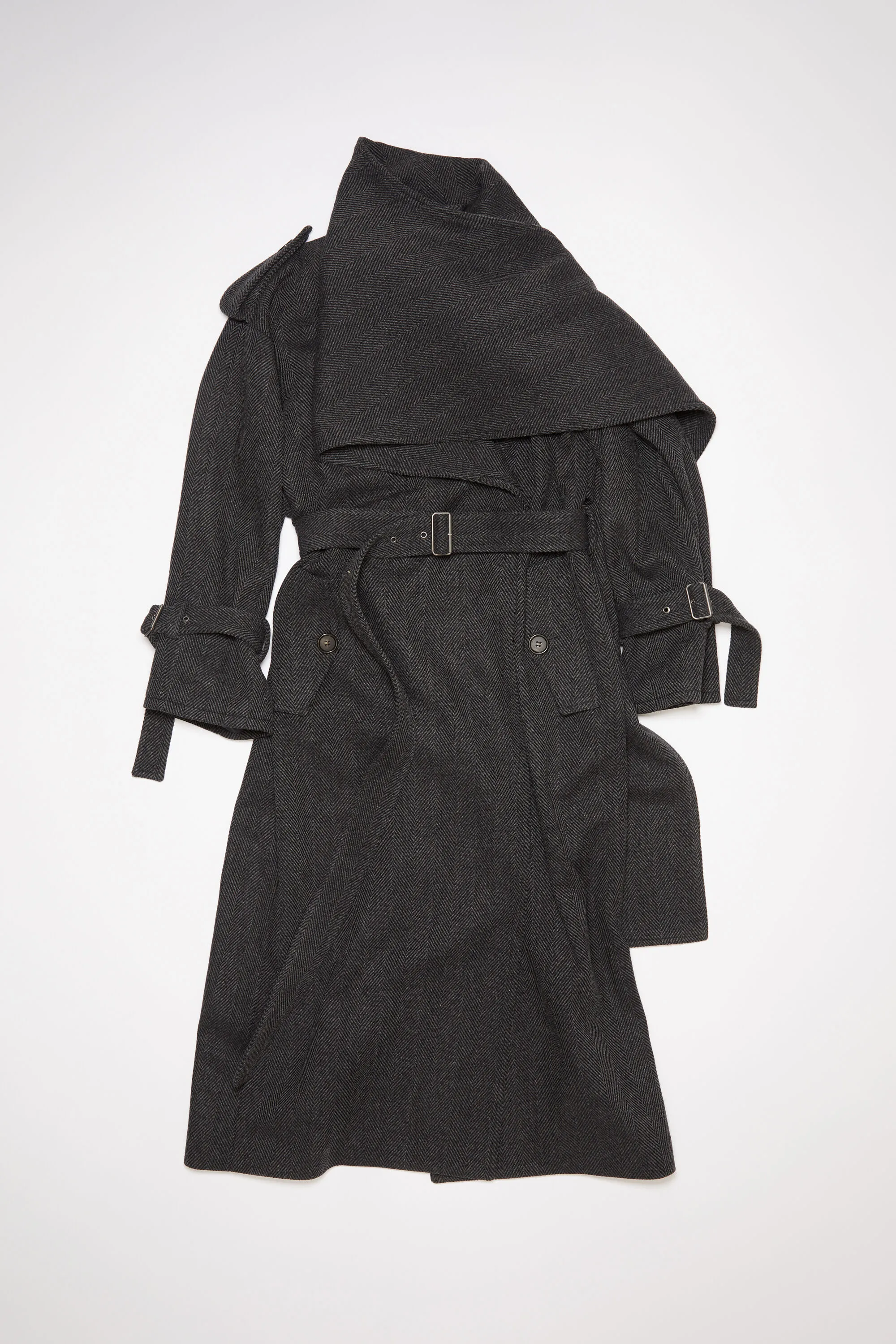 Scarf collar trench coat