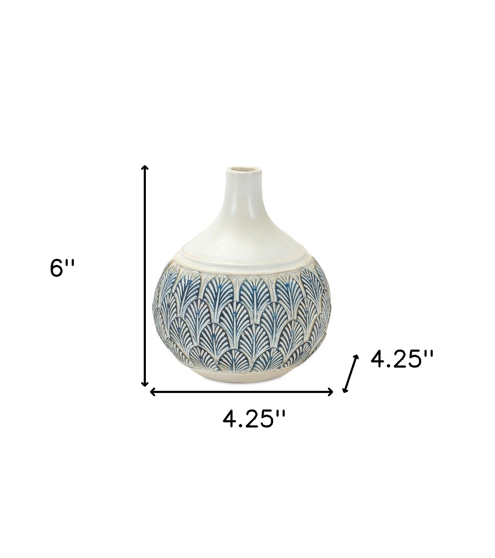 Set Of Three 6 Polyresin Blue and White Round Table vase