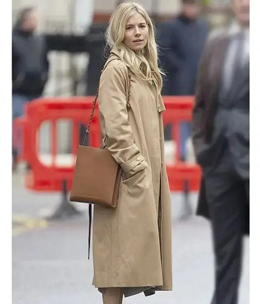 Sienna Miller Anatomy of a Scandal Cotton Beige Coat