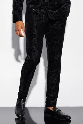 Skinny Lace Flock Suit Trousers