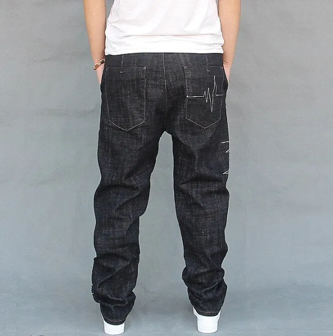 Solid Loose Fit Hiphop Streetwear Harlan Denim Harem Pants for Men