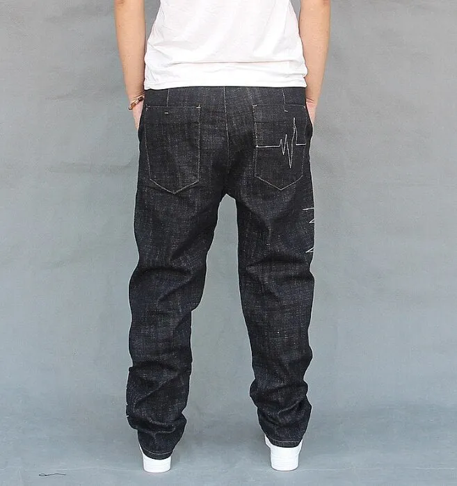 Solid Loose Fit Hiphop Streetwear Harlan Denim Harem Pants for Men