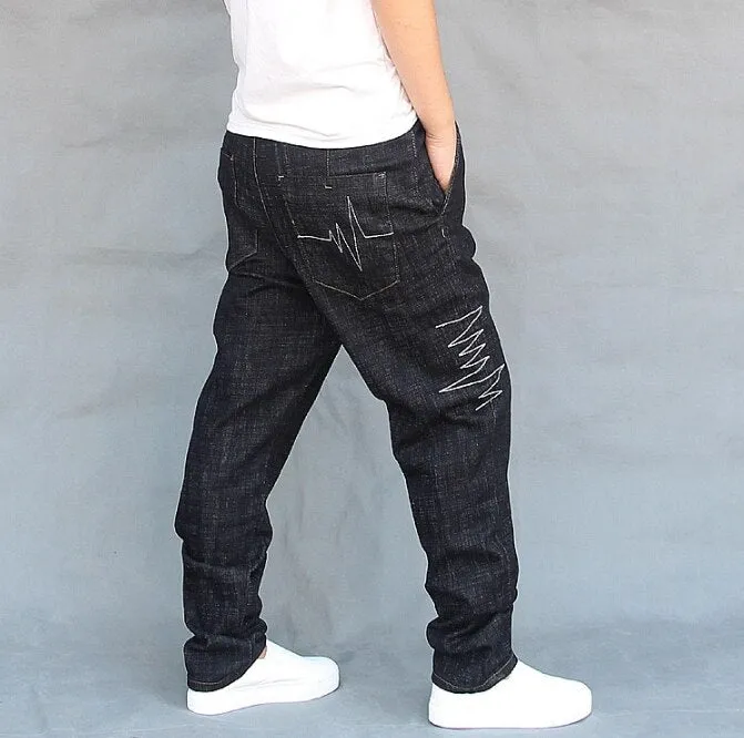 Solid Loose Fit Hiphop Streetwear Harlan Denim Harem Pants for Men