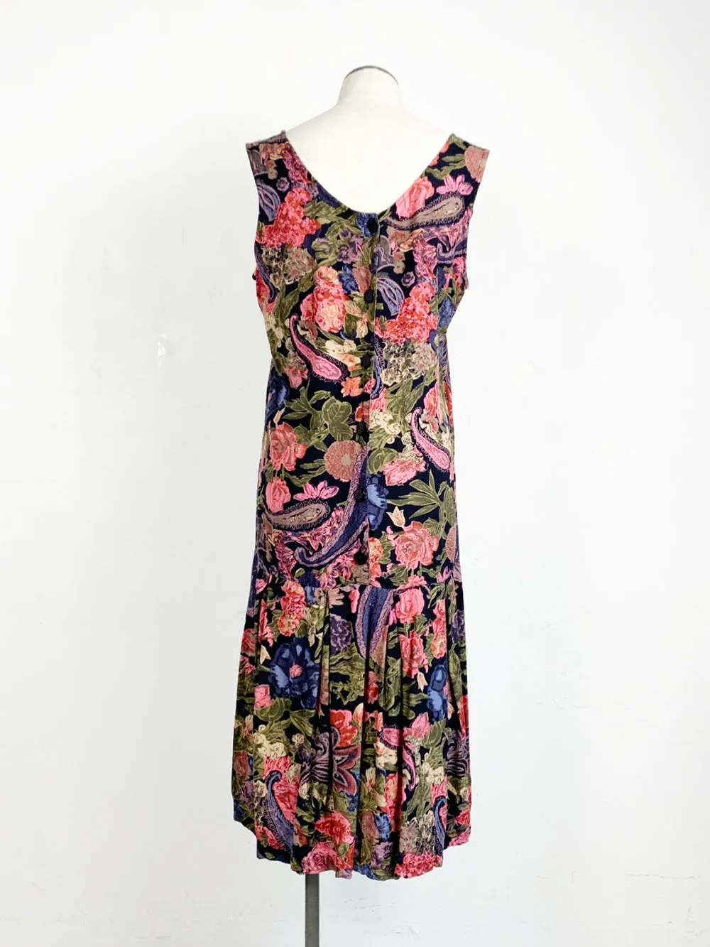 SR Drop Waist Tropical Print Sleeveless Dress