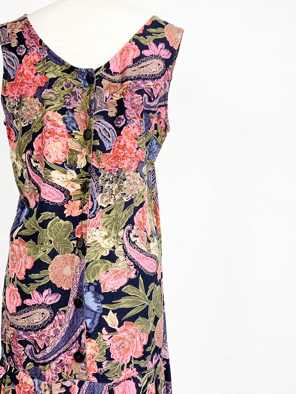 SR Drop Waist Tropical Print Sleeveless Dress