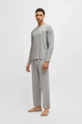 Stretch-modal pajama T-shirt with logo detail