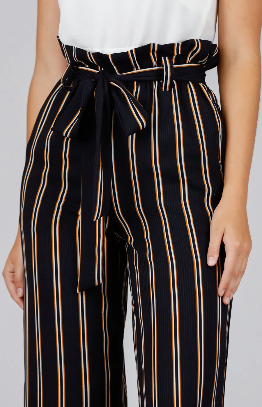 Striped Paper Bag High Waist Pants (SPA349B)