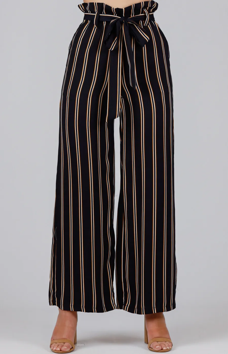 Striped Paper Bag High Waist Pants (SPA349B)