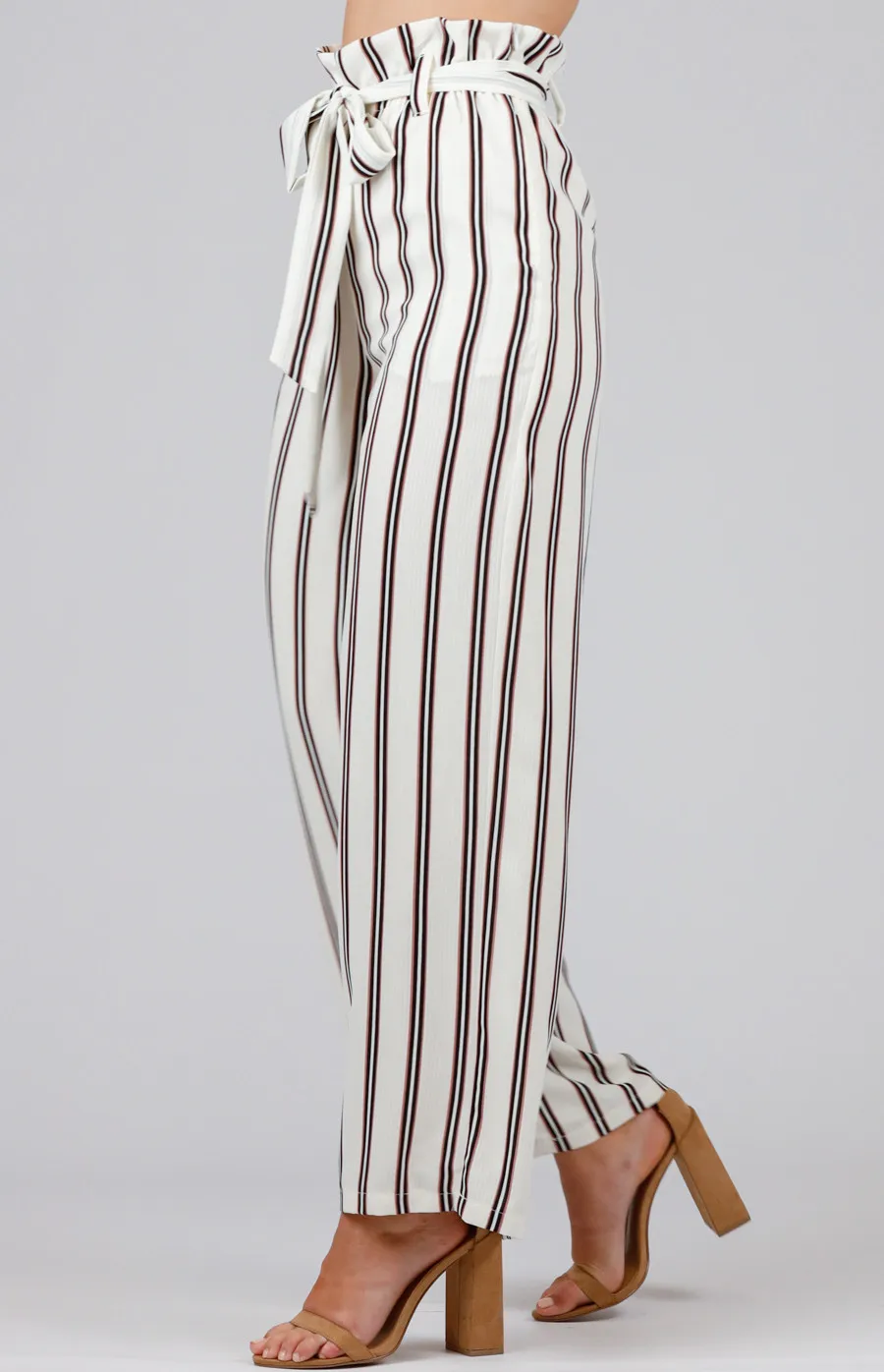 Striped Paper Bag High Waist Pants (SPA349B)