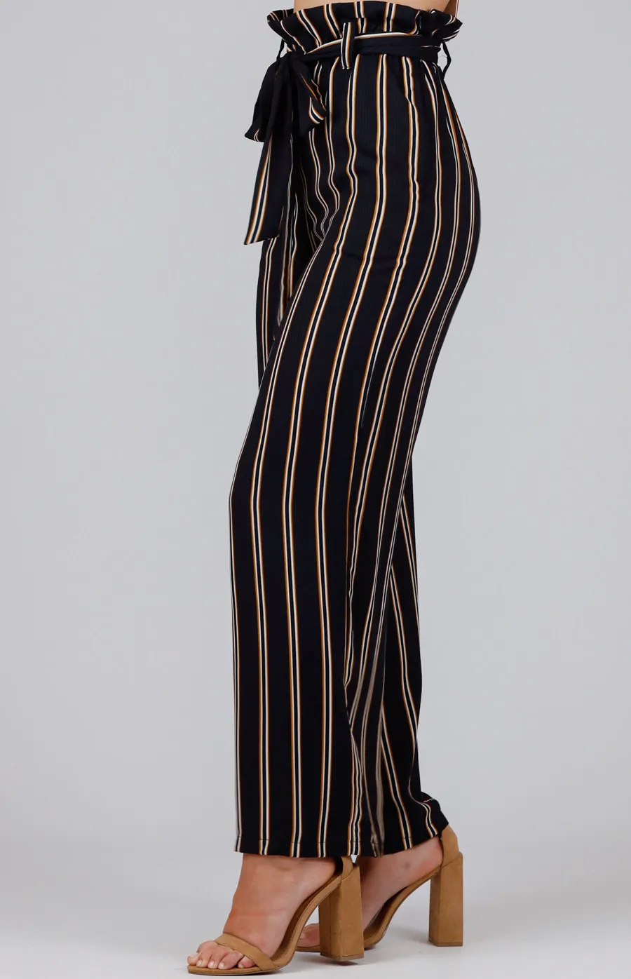 Striped Paper Bag High Waist Pants (SPA349B)