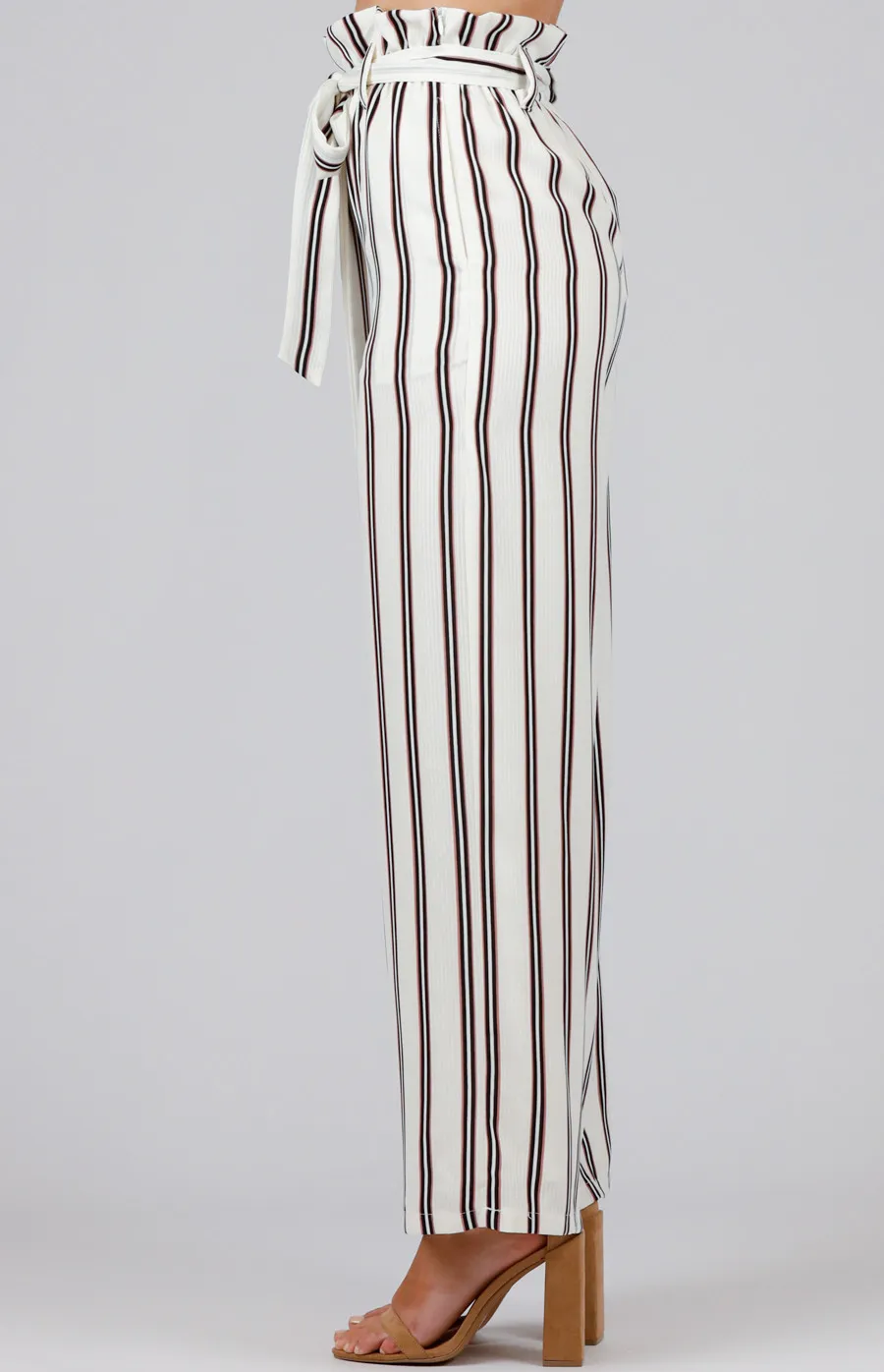 Striped Paper Bag High Waist Pants (SPA349B)