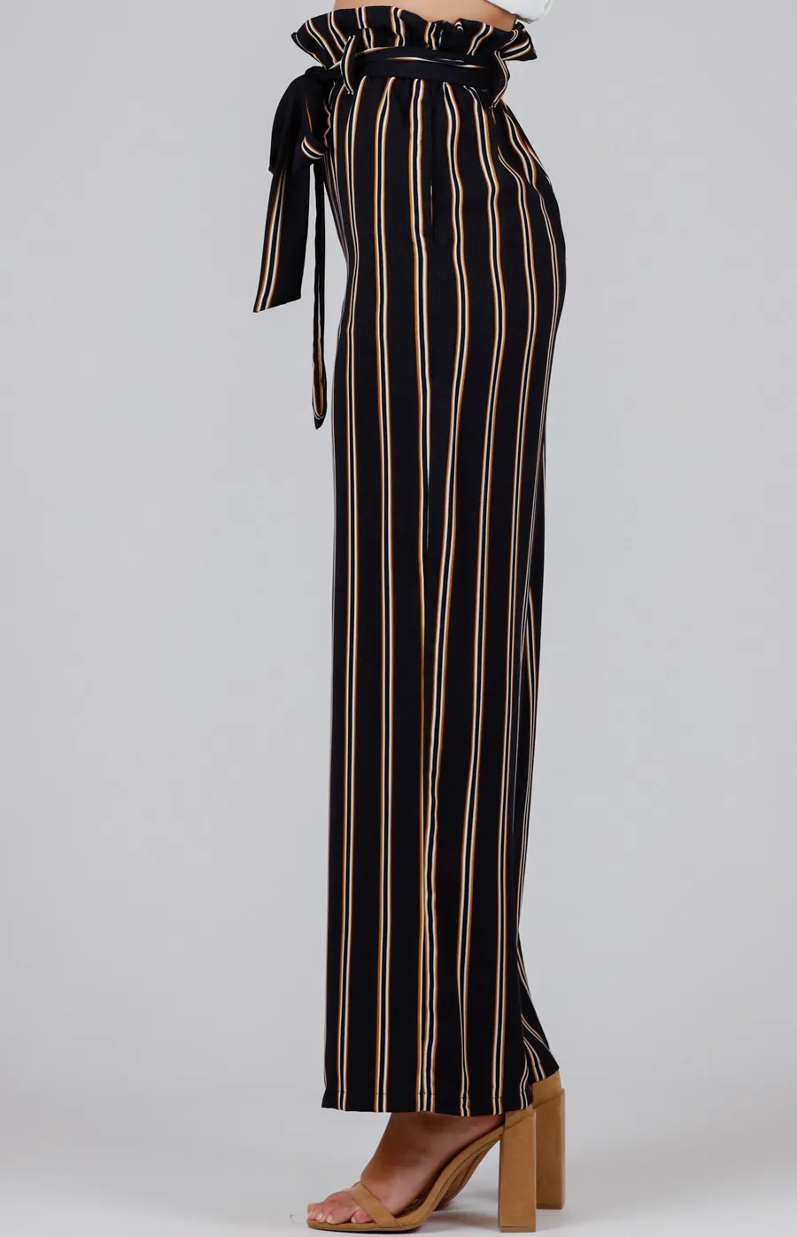 Striped Paper Bag High Waist Pants (SPA349B)