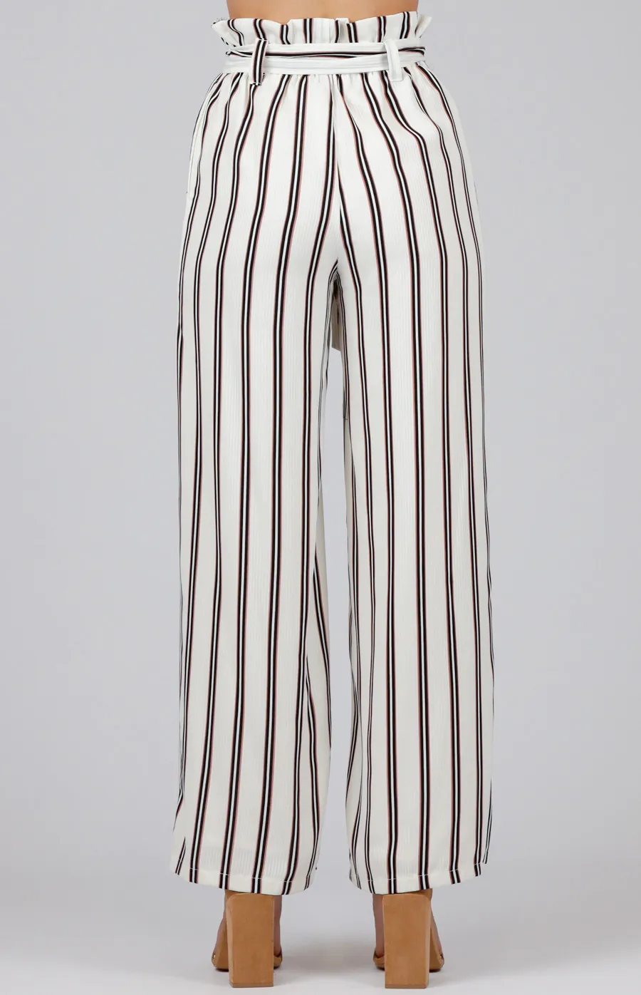 Striped Paper Bag High Waist Pants (SPA349B)