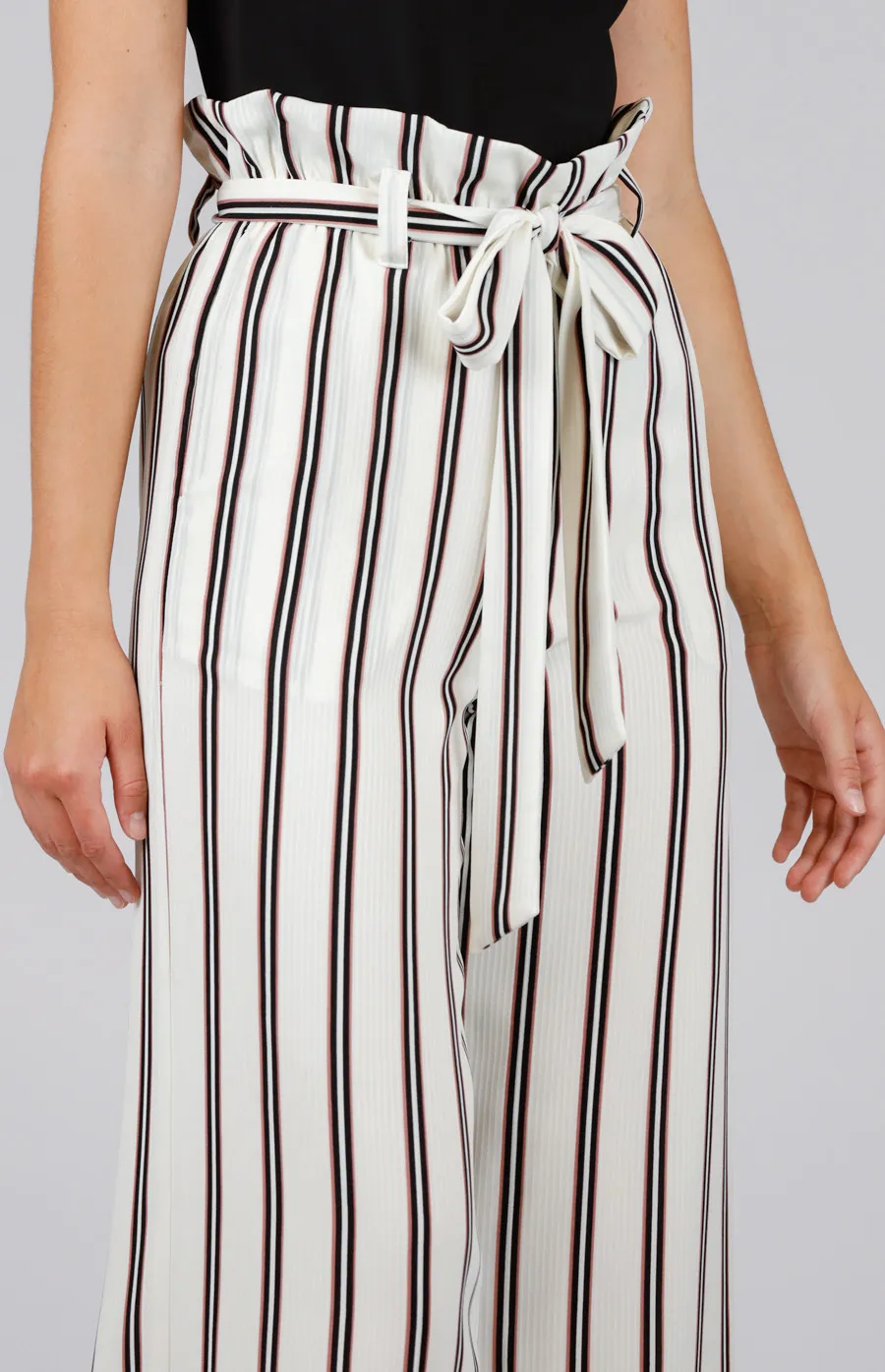 Striped Paper Bag High Waist Pants (SPA349B)