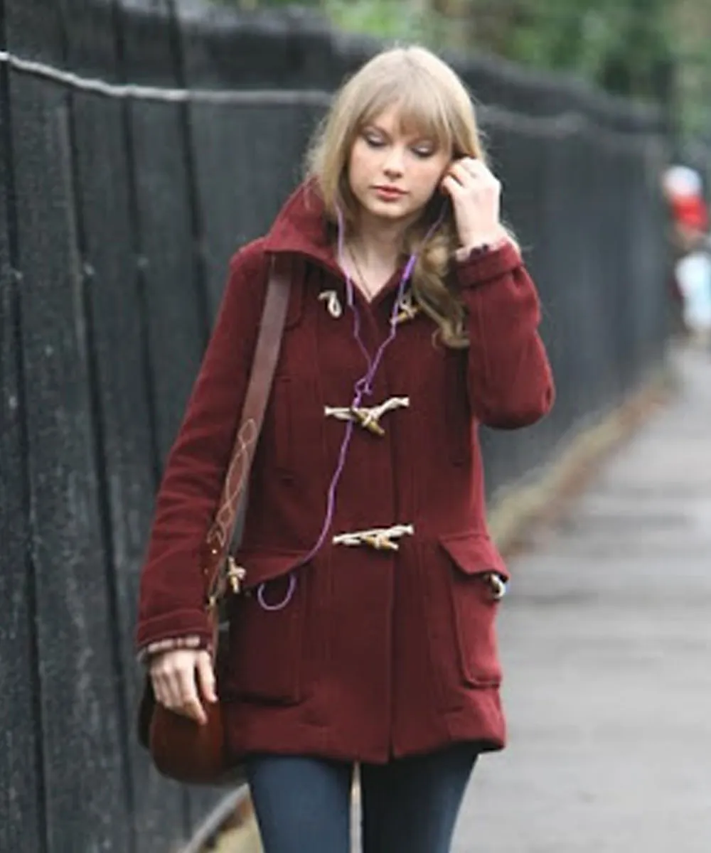 Taylor Swift Duffle Maroon Coat