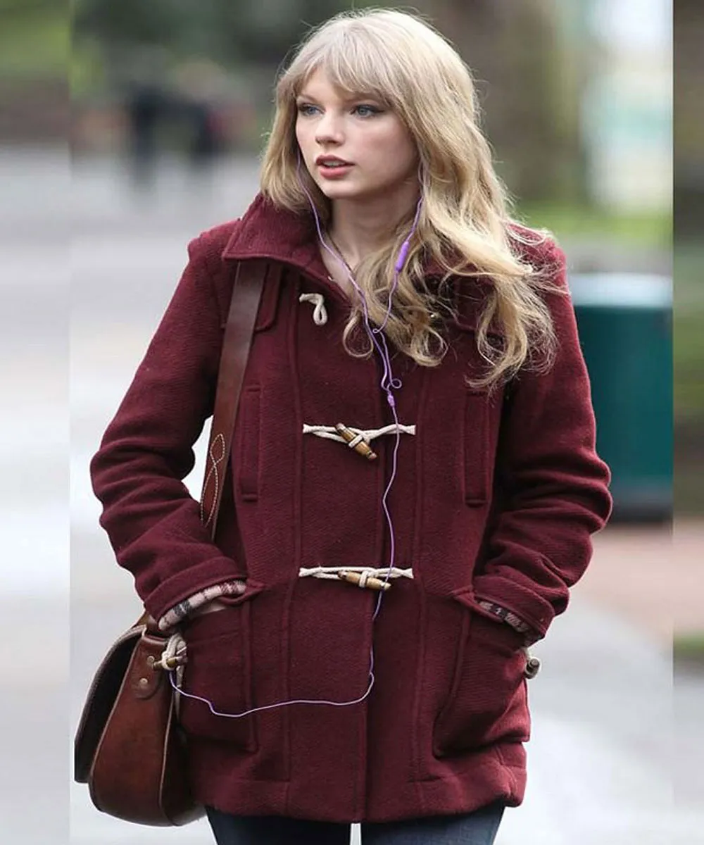 Taylor Swift Duffle Maroon Coat