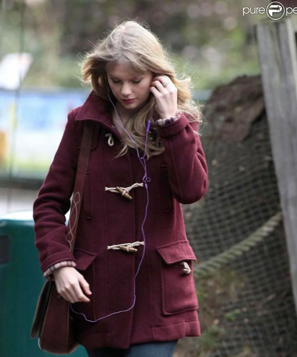 Taylor Swift Duffle Maroon Coat