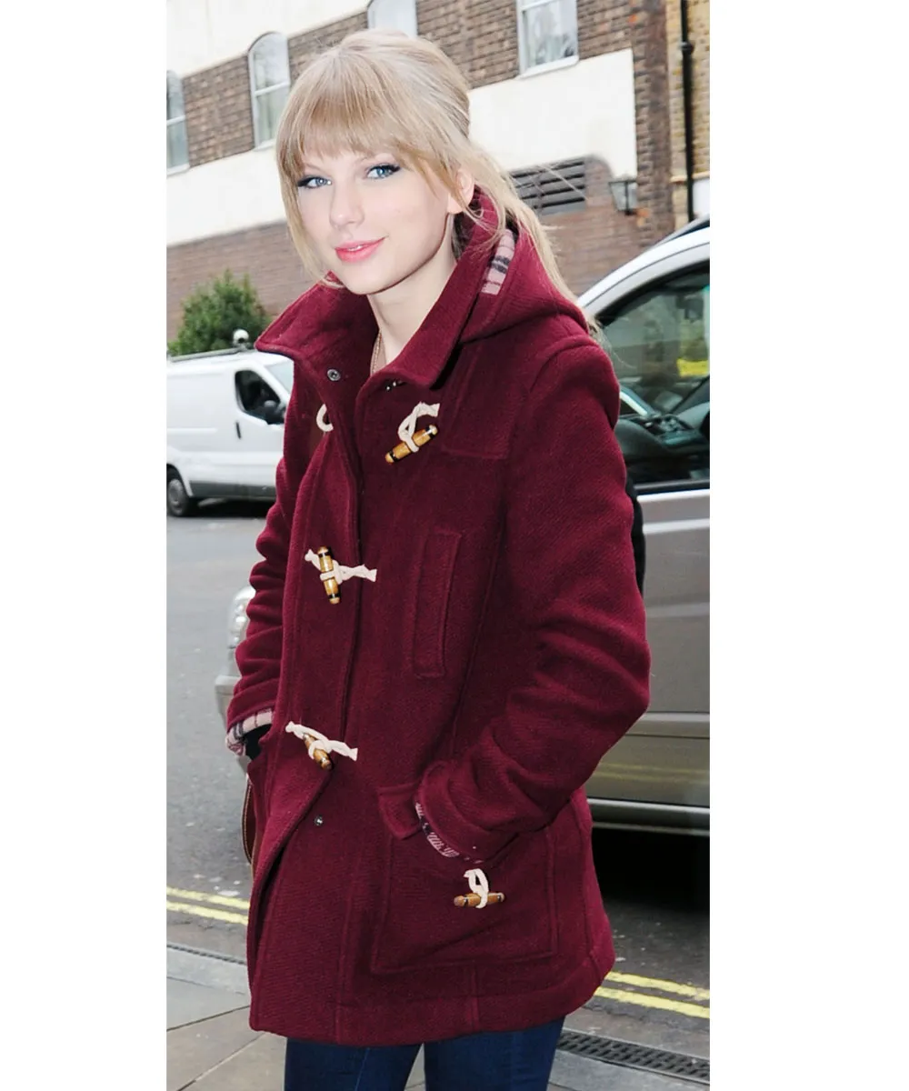 Taylor Swift Duffle Maroon Coat