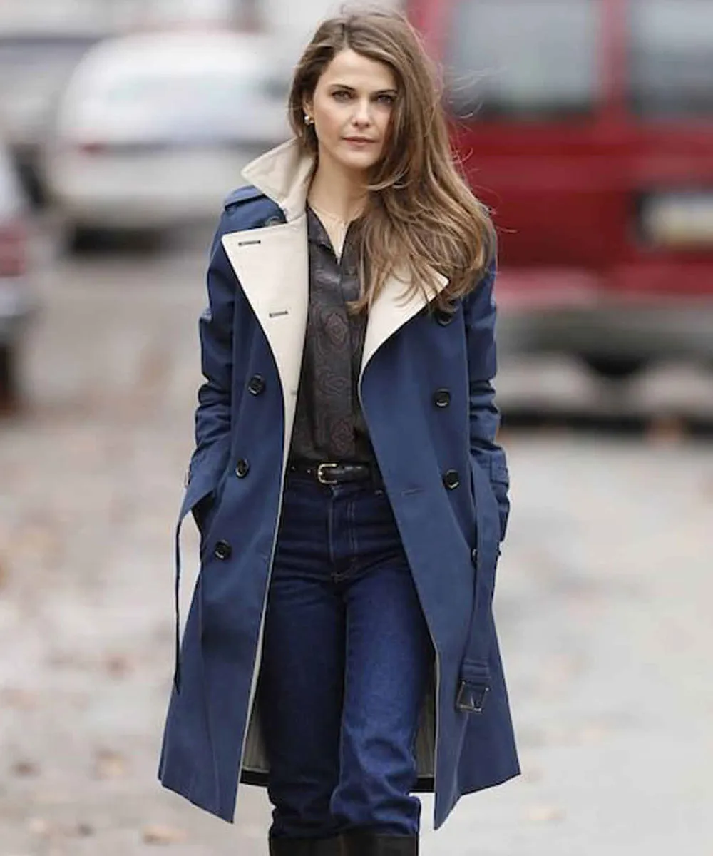 The Americans Keri Russell Double Breasted Blue Coat