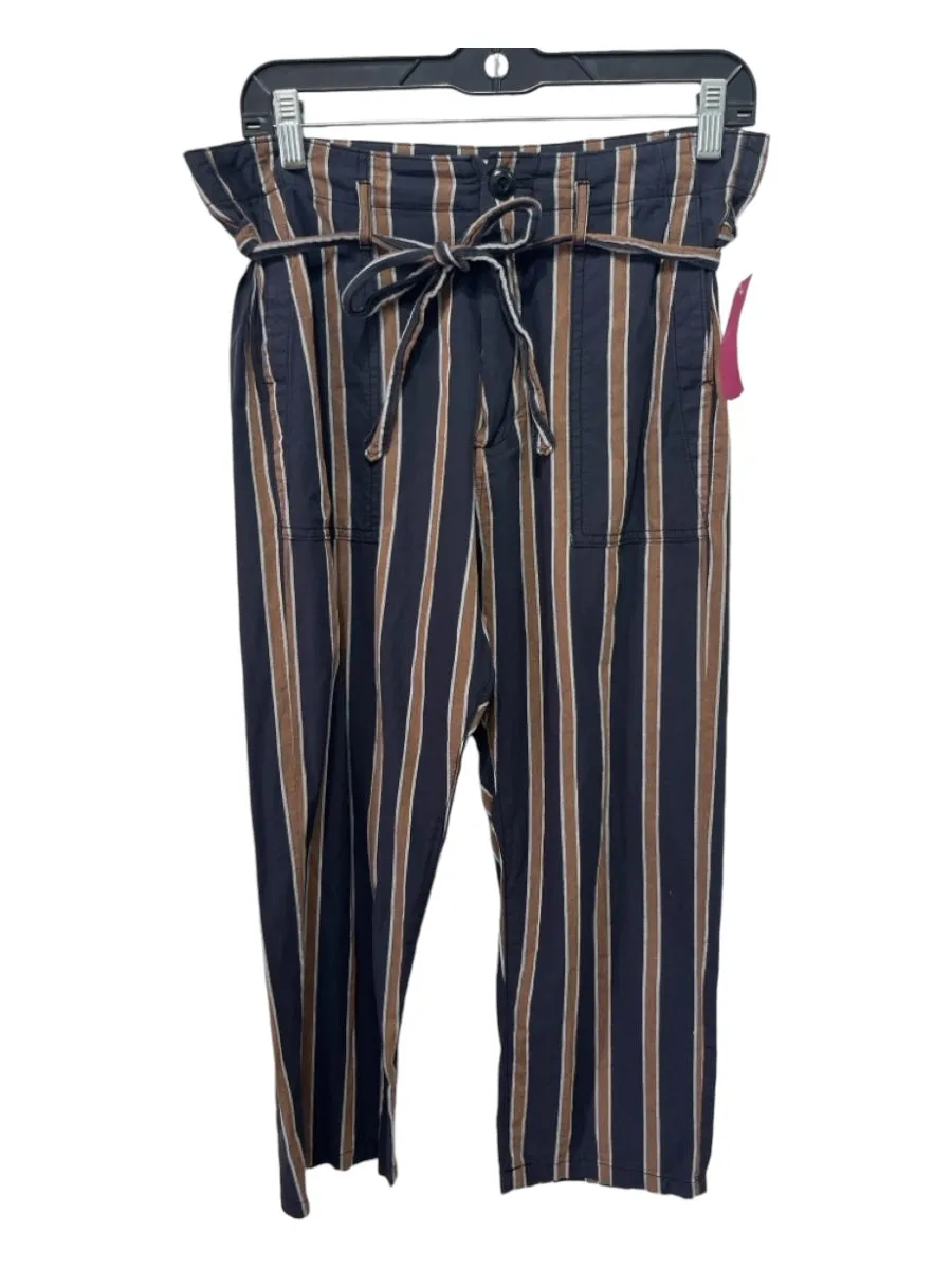 The Great Size 1/S Navy & Beige Cotton Striped Button & Zip Front Sash Inc Pants