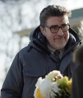 Three Pines Alfred Molina Grey Hooded Jacket | Armand Gamache Hooded Jacket