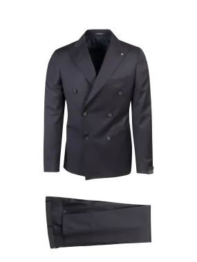 Virgin wool suit with peak lapel