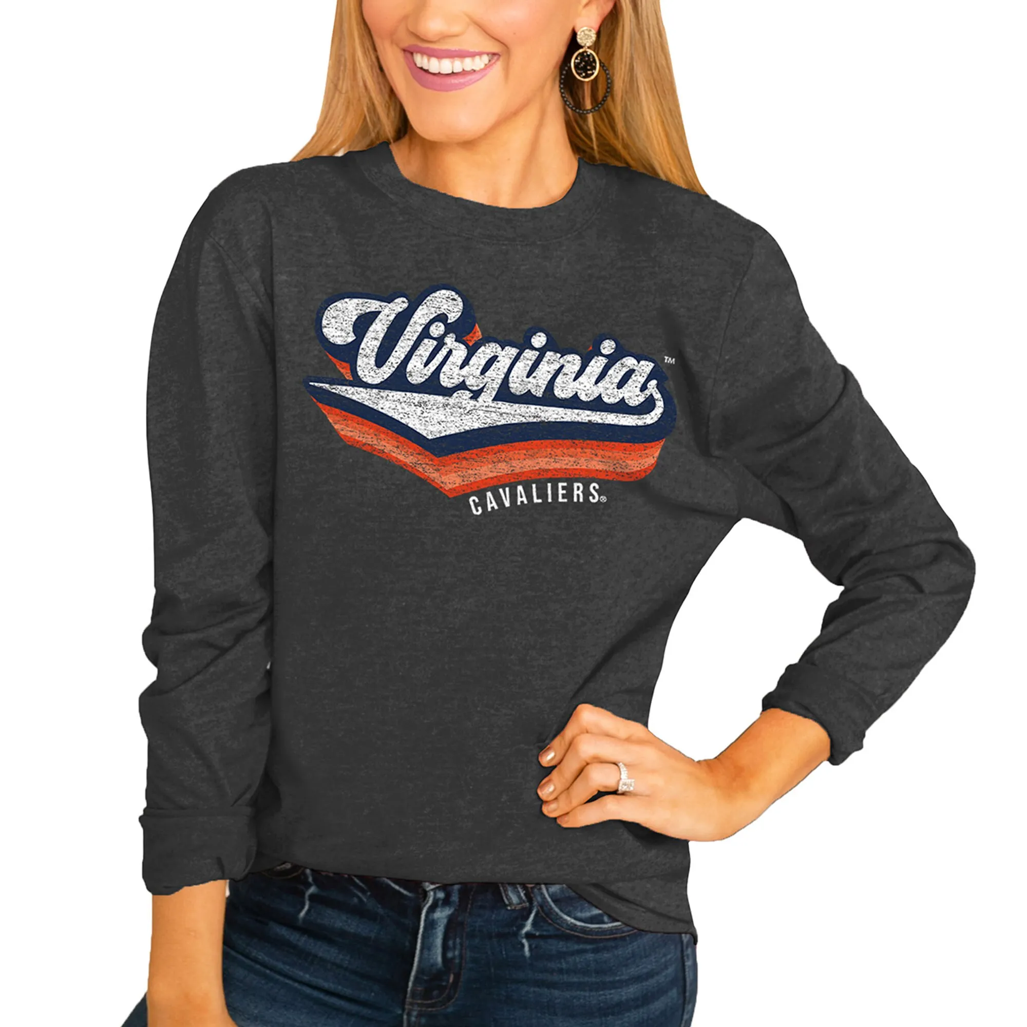 Virginia Cavaliers Women's Charcoal Vivacious Varsity Long Sleeve T-Shirt