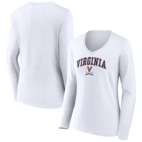 Virginia Cavaliers Women's White Campus Long Sleeve V-Neck T-Shirt