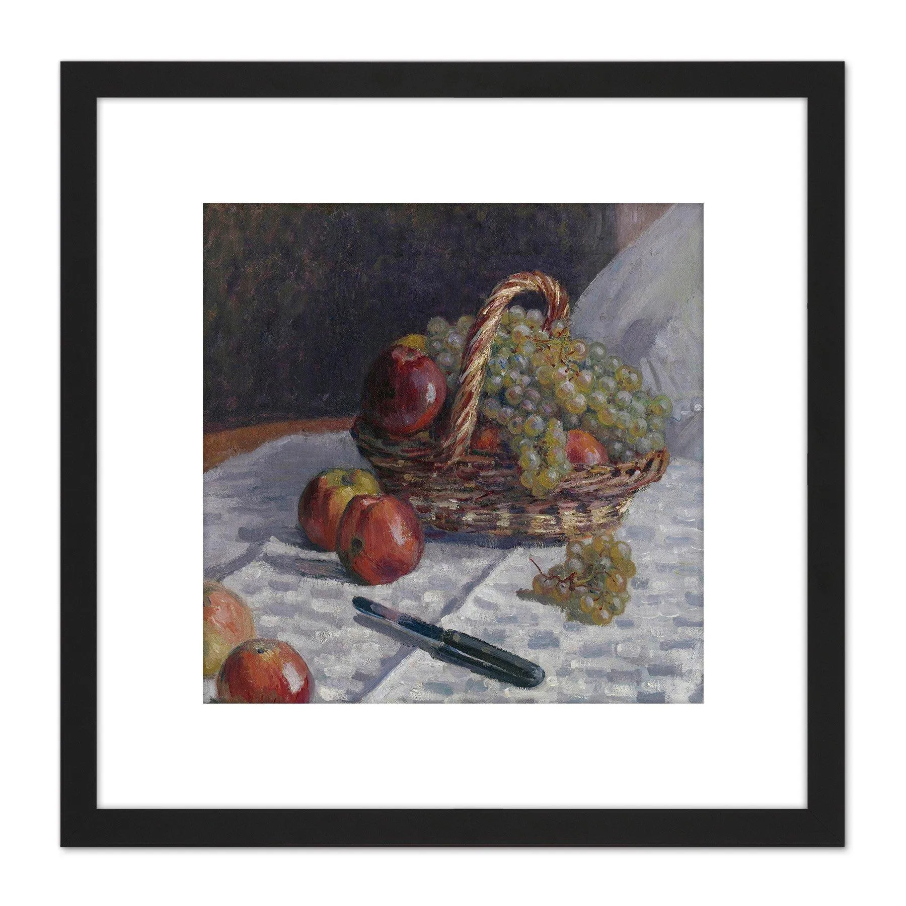 Wall Art & Pictures | Alfred Sisley Apples And Grapes In A Basket Painting 8X8 Inch Square Wooden Framed Wall Art Print Pict